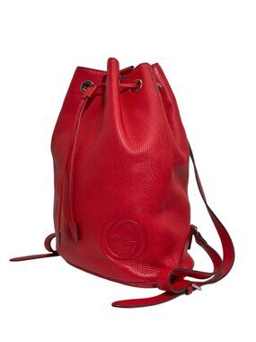Gucci Red Pebbled Leather Soho Backpack